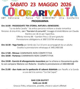 Sport, storia e cibo con l'edizione 2026 di "Colorivalta"