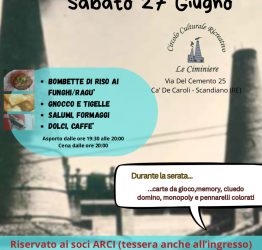 Serata gastronomica alle Ciminiere il 27 giugno