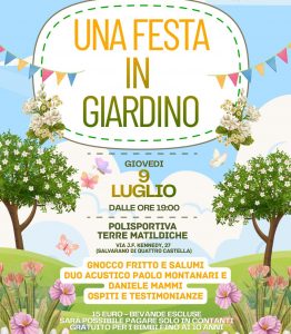 "Una festa in giardino": ritrovo estivo 2026 del Giardino di San Giuseppe a Quattro Castella