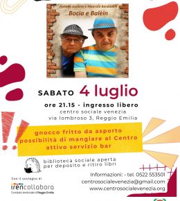 Serata dialettale al Centro Sociale Venezia a Reggio Emilia